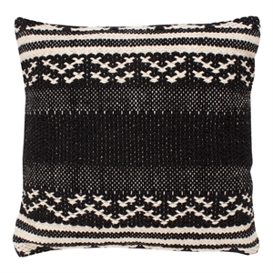 18 x 18 square cotton accent throw pillow with tribal boho pattern black- white