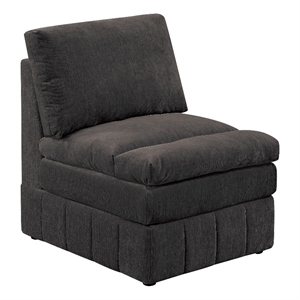 luna 35 inch modular armless chair 3 layer plush cushion seat dark gray