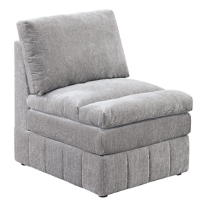 luna 35 inch modular armless chair three layer plush cushioned seat gray