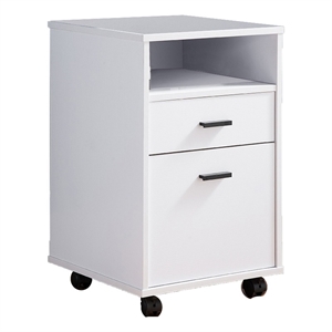 25 inch modern rolling file cabinet 2 drawer shelf wheel base white