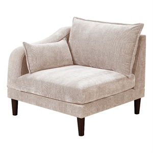 rio 33 inch modular single arm corner chair 2 lumbar cushions beige fabric
