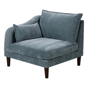 rio 33 inch modular single arm corner chair 2 lumbar cushions slate blue
