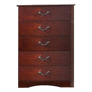 bran 48 inch 5 drawer tall dresser chest pine wood grains cherry brown