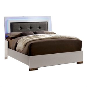 contemporary full bed with led trim and lacquer coating white and gray