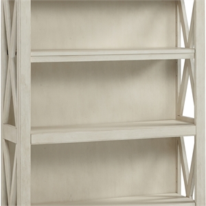 wooden bookcase with 4 open shelves and 2 door cabinet white