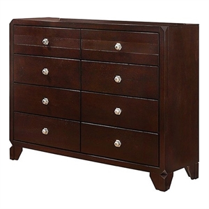 8 drawer transitional dresser with round knobs and clipped feet brown