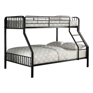 industrial style twin over full metal bunk bed with tubular frame black