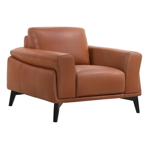 leatherette chair with flared track armrests and angled legs brown