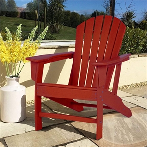 contemporary plastic adirondack chair with slatted back red