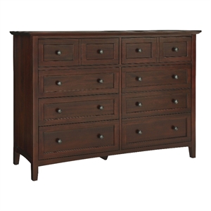 transitional style 8 drawer wooden dresser with bevel floating top brown