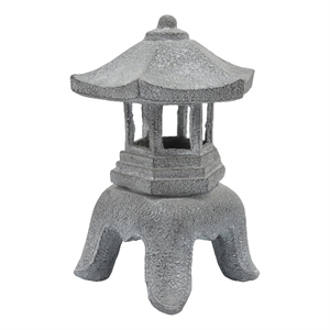 16 inch decorative resin temple lighthouse gray