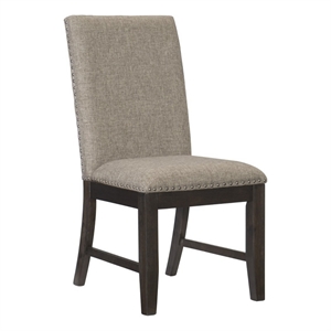 fabric padded back side chair with nail head trim brown