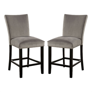 counter height side chair with padded seating set of 2 gray