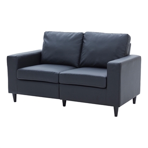 loveseat with leatherette upholstery and track armrests black