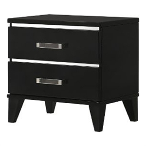 nightstand with 2 drawers and metal trim black