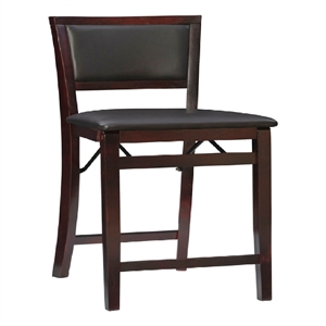counter height folding chair with leatherette seat espresso brown