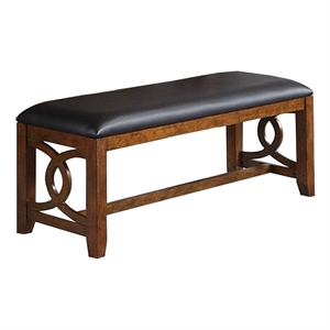 ivy 50 inch modern faux leather upholstered dining bench  black  brown