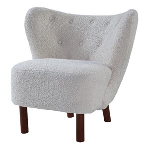 34 inch modern tufted wingback accent chair teddy sherpa fabric white