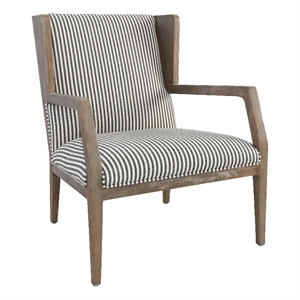 29 inch solid wood accent chair upholstered stripes gray white