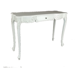 troy 32 inch classic wood console table 1 drawer floral cared white