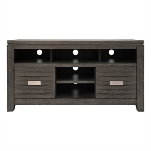 50 inch wooden media console table with 3 open compartments gray