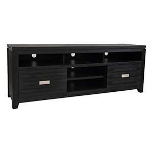 70 inch wooden media console table with 3 open compartments dark gray