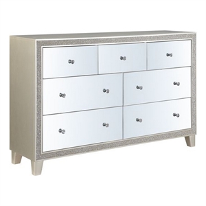 dresser with mirrored front 2 drawers champagne silver