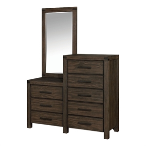 8 drawer wooden dresser with mirror in brown