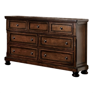 wooden dresser with seven drawers brown