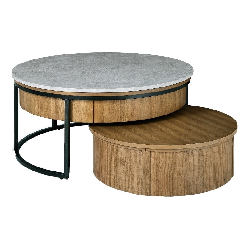 Wooden Round Coffee Table with Lift Top