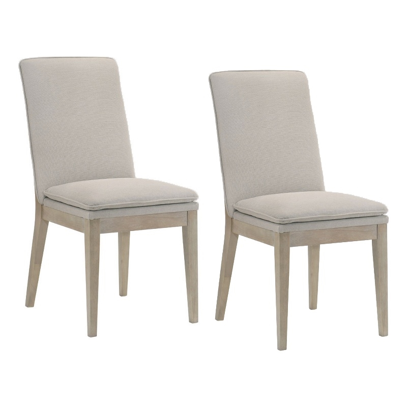 Nick 26 Inch Set of 2 Dining Chairs Off White Cushions Taupe