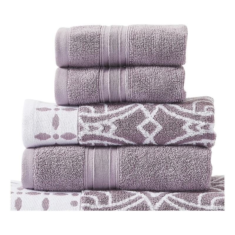 6 Piece Jacquard Woven Towel Sets Include 2 Bath Towels, 2 Hand