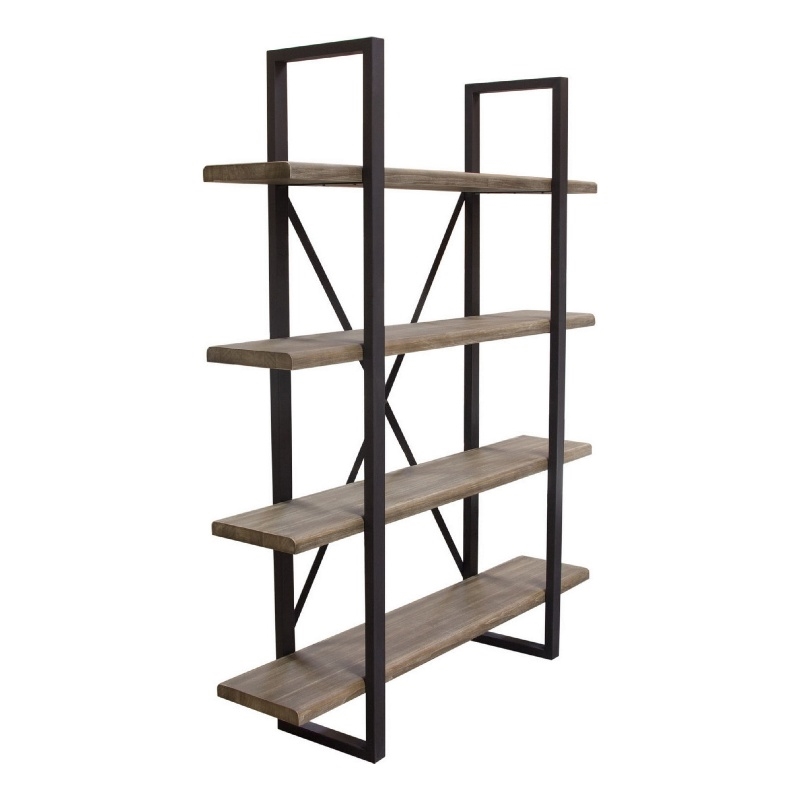 Four Tiered Wood and Metal Display Shelf