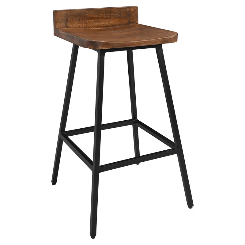 Curved Wooden Seat Counter Stool with Tubular Legs Set of 2 Brown and ...