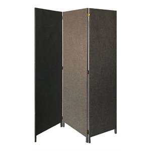 71 inch panel screen divider upholstered 3 panel hinges-gray