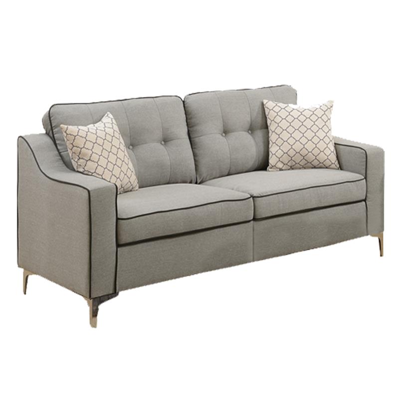Benjara Sofa with Fabric Pocket Coil Cushions and Welt Trim Gray 