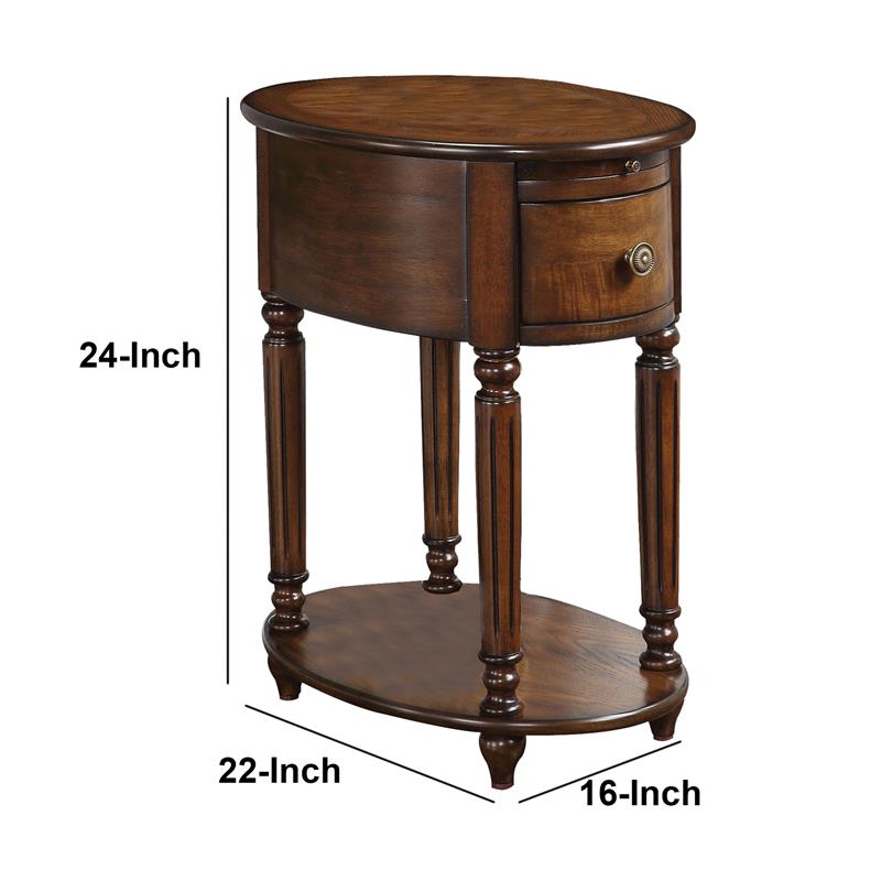 Benjara 22 Modern Wood Alluring Side, Vintage Dark Oak Side Tables