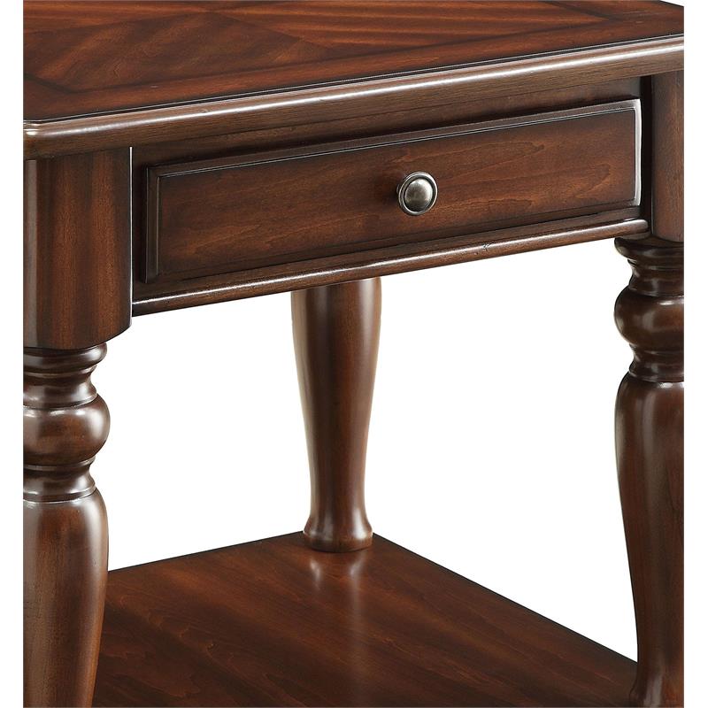 Benjara 22 Modern Solid Wood End Table With 1 Bottom Shelf In Walnut Brown Bm177663