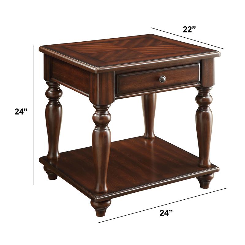 Benjara 22 Modern Solid Wood End Table With 1 Bottom Shelf In Walnut Brown Bm177663