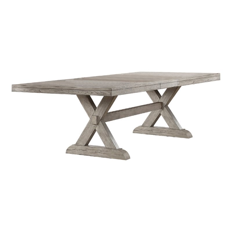 Benjara 44" Modern Style Wood Rocky Dining Table In Gray Oak | Cymax ...