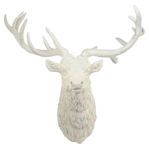 benjara ceramic animal magnesia deer head wall accent in white