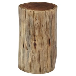benjara round transitional wood stump accent table in natural brown