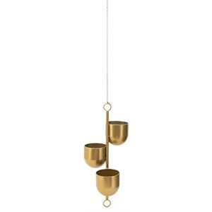 benjaza 3-piece round transitional metal hanging design planter in gold