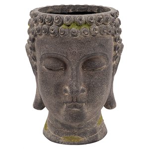 benjaza transitional resin buddha head planter with textured accents in gray