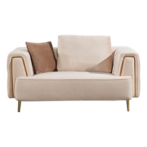 luxi 64 inch loveseat ivory cream velvet upholstery chesterfield design