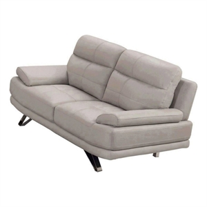 reni 67 inch loveseat channel tufted light gray soft leather upholstery