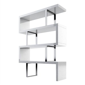 gina 72 inch modern xl bookshelf 4 tier dynamic s shape white and chrome