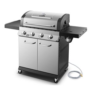 dyna-glo 4-burner stainless steel premier natural gas grill in silver