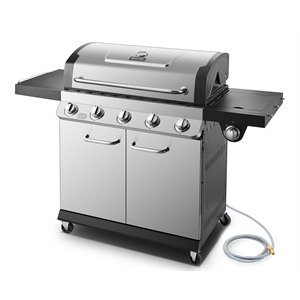 dyna-glo 5-burner stainless steel premier natural gas grill in silver