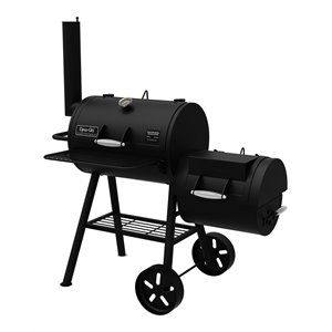 dyna-glo signature series barrel charcoal grill and side firebox in black